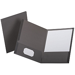 Oxford Linen Finish Twin Pocket Folders, 100-Sheet Capacity, 11 x 8.5, Light Gray, 25/Box (OXF53405)
