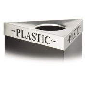 Safco TRIANGULAR LID FOR TRIFECTA RECEPTACLE, LASER CUT "PLASTIC" INSCRIPTION, STAINLESS STEEL (9560PC)