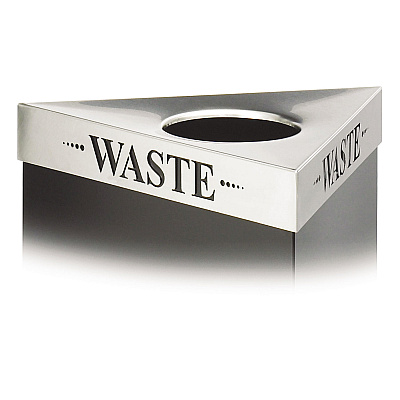 Safco Trifecta Waste Receptacle Lid, Laser Cut "WASTE" Inscription, 20w x 20d x 3h, Stainless Steel (SAF9560WA)