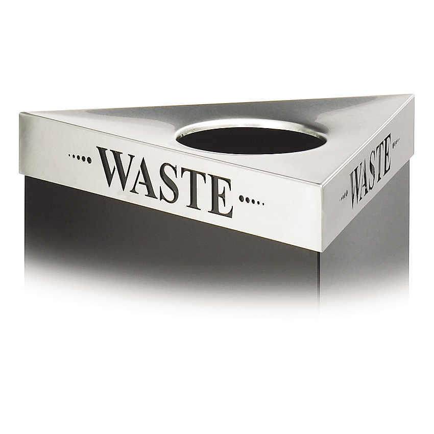 Safco Trifecta Waste Receptacle Lid, Laser Cut "WASTE" Inscription, 20w x 20d x 3h, Stainless Steel (SAF9560WA)