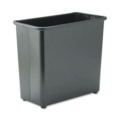 Safco Square and Rectangular Wastebasket, 27.5 qt, Steel, Black (9616BL)