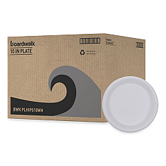 Boardwalk Hi-Impact Plastic Dinnerware, Plate, 10" dia, White, 500/Carton (BWKPLHIPS10WH)