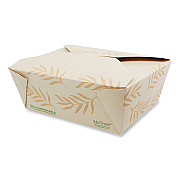 World Centric No Tree Folded Takeout Containers, 46 oz, 5.5 x 6.9 x 2.5, Natural, Sugarcane, 300/Carton (WORTONT8)