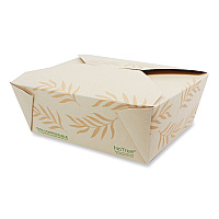 World Centric No Tree Folded Takeout Containers, 46 oz, 5.5 x 6.9 x 2.5, Natural, Sugarcane, 300/Carton (WORTONT8)
