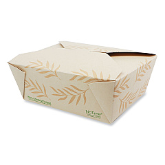 World Centric No Tree Folded Takeout Containers, 46 oz, 5.5 x 6.9 x 2.5, Natural, Sugarcane, 300/Carton (WORTONT8)