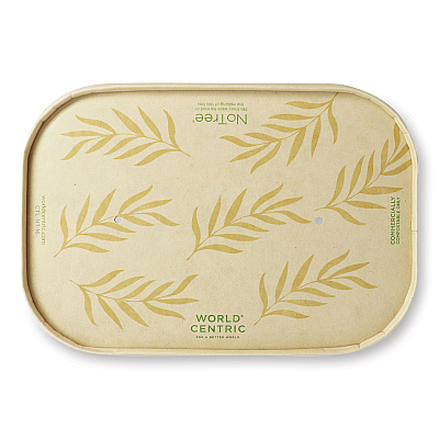World Centric Paper Lids for Containers, 4.7 x 6.8, Natural, Paper, 300/Carton (WORCTLNT16)
