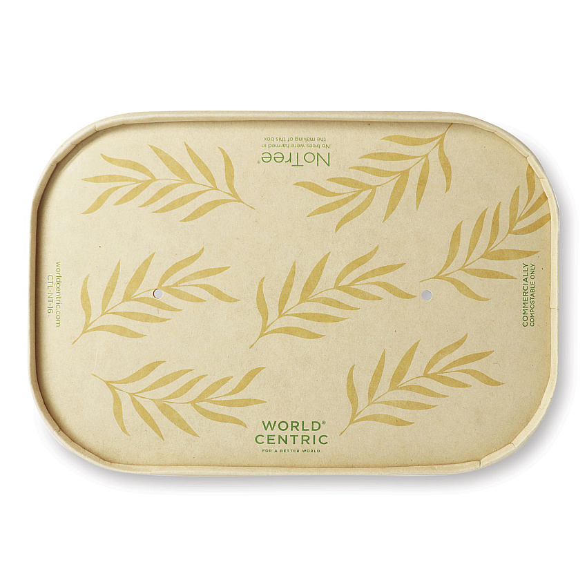 World Centric Paper Lids for Containers, 4.7 x 6.8, Natural, Paper, 300/Carton (WORCTLNT16)