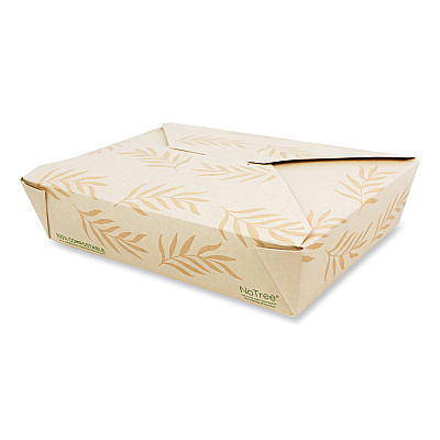 World Centric No Tree Folded Takeout Containers, 50 oz, 6.2 x 8.5 x 1.85, Natural, Sugarcane, 200/Carton (WORTONT2)