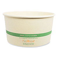 World Centric No Tree Wide Paper Bowls, 32 oz, 5.9" Diameter x 3.1"h, Natural, Sugarcane, 300/Carton (WORBONT32W)