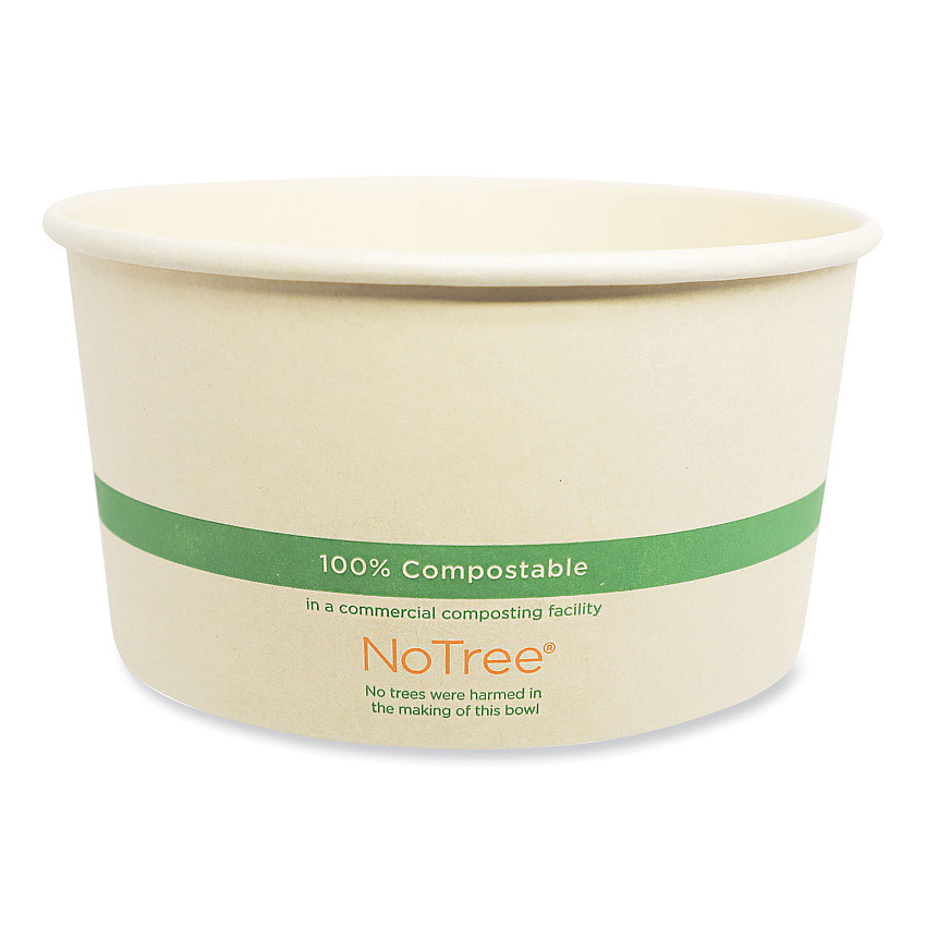 World Centric No Tree Wide Paper Bowls, 32 oz, 5.9" Diameter x 3.1"h, Natural, Sugarcane, 300/Carton (WORBONT32W)