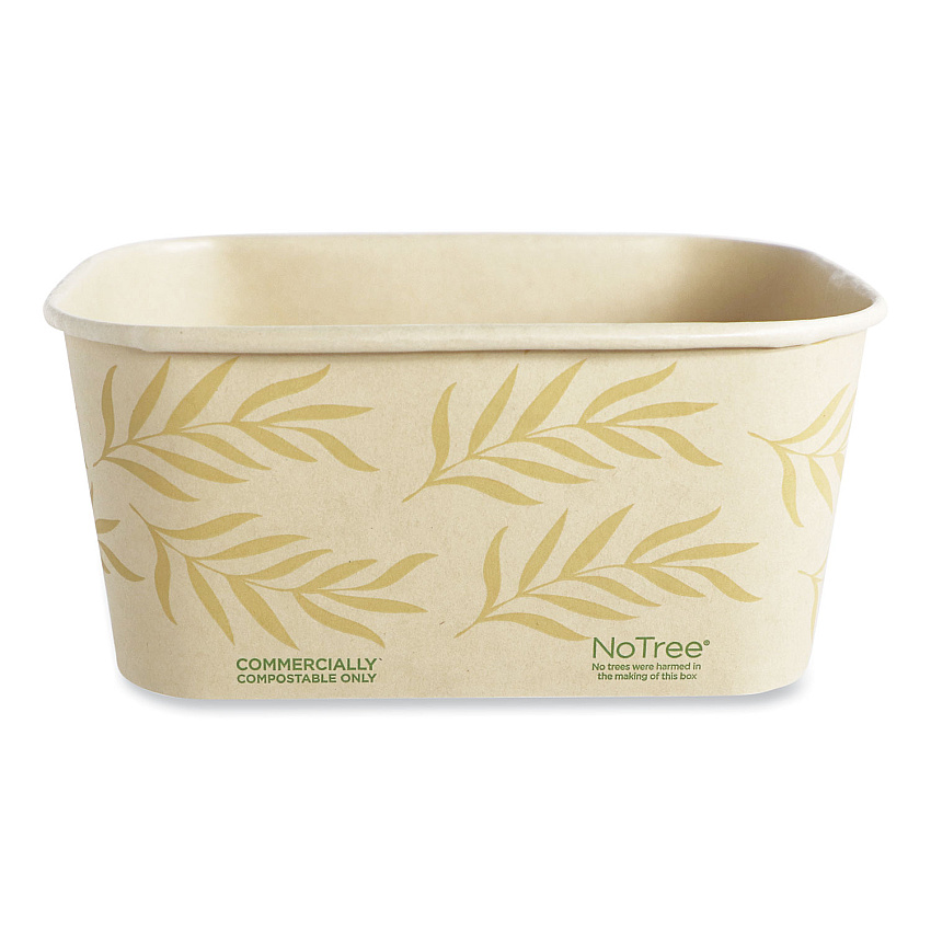 World Centric No Tree Rectangular Containers, 32 oz, 4.7 x 6.8 x 3, Natural, Sugarcane, 300/Carton (WORCTNT32)