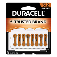 Duracell Hearing Aid Battery, #312, 16/Pack (DURDA312B16ZM09)