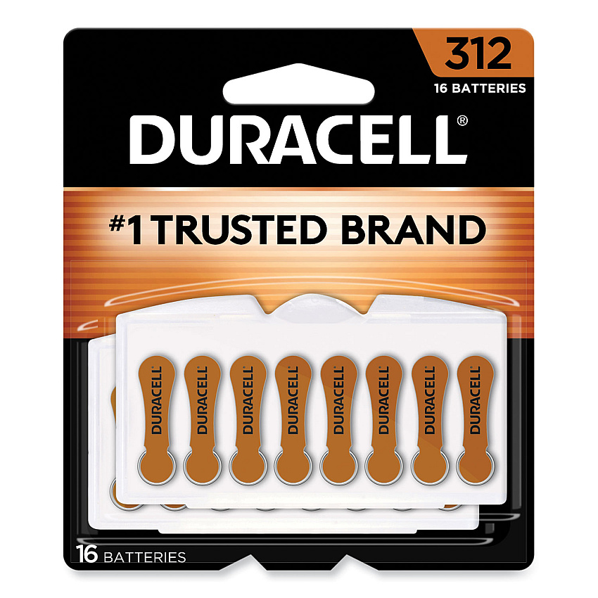 Duracell Hearing Aid Battery, #312, 16/Pack (DURDA312B16ZM09)