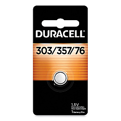 Duracell Button Cell Battery, 303/357, 1.5 V, 6/Box (DURD303357BX)