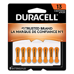 Duracell Hearing Aid Battery, #13, 8/Pack (DURDA13B8ZM09)