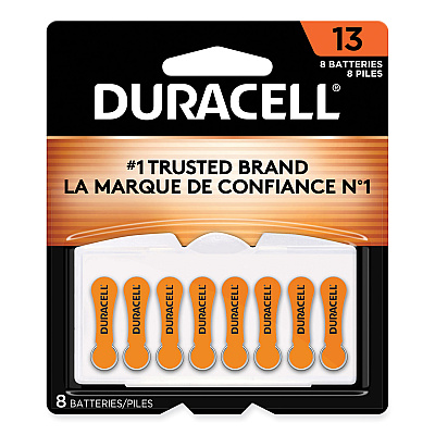 Duracell Hearing Aid Battery, #13, 8/Pack (DURDA13B8ZM09)