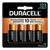 Duracell Specialty High-Power Lithium Batteries, 123, 3 V, 4/Pack (DURDL123AB4PK)