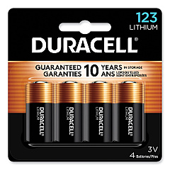 Duracell Specialty High-Power Lithium Batteries, 123, 3 V, 4/Pack (DURDL123AB4PK)