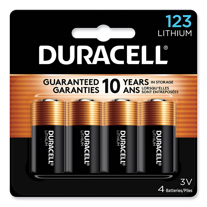 Duracell Specialty High-Power Lithium Batteries, 123, 3 V, 4/Pack (DURDL123AB4PK)