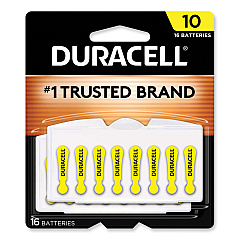 Duracell Hearing Aid Battery, #10, 16/Pack (DURDA10B16ZM10)