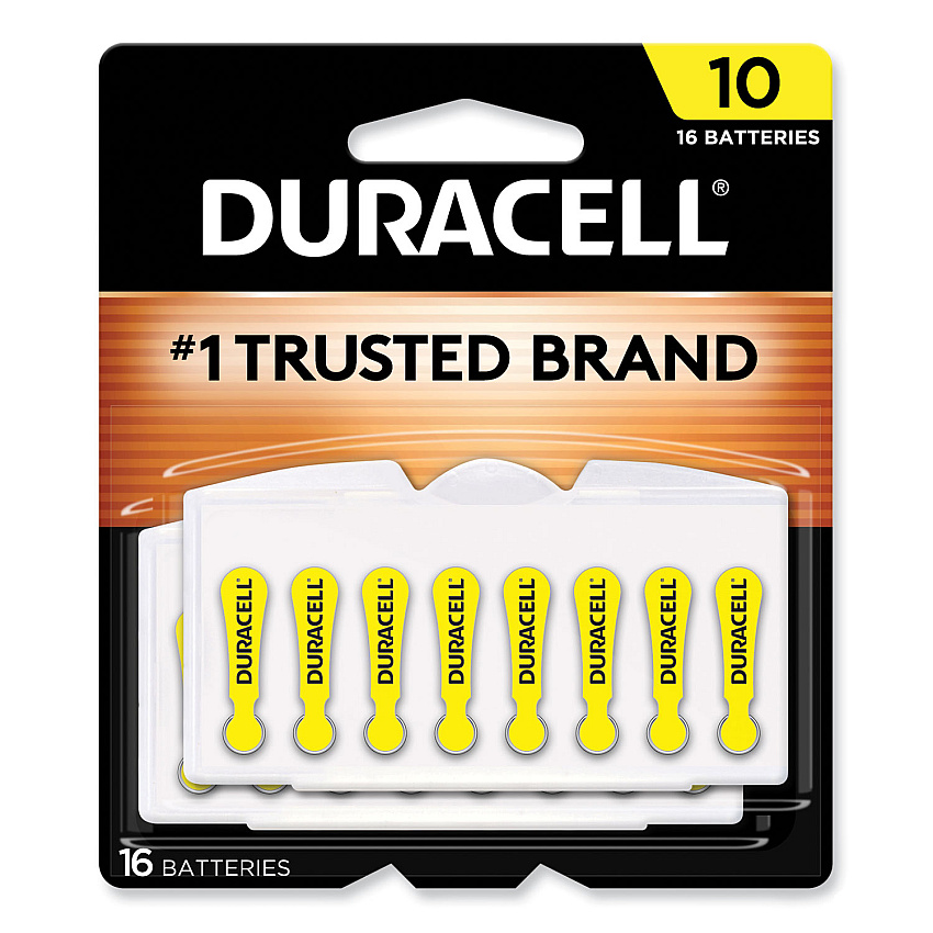 Duracell Hearing Aid Battery, #10, 16/Pack (DURDA10B16ZM10)