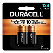 Duracell Specialty High-Power Lithium Battery, 123, 3 V, 2/Pack (DURDL123AB2BPK)