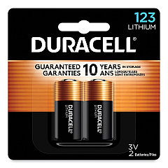 Duracell Specialty High-Power Lithium Battery, 123, 3 V, 2/Pack (DURDL123AB2BPK)