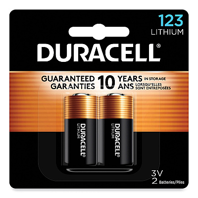 Duracell Specialty High-Power Lithium Battery, 123, 3 V, 2/Pack (DURDL123AB2BPK)