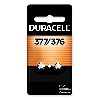 Duracell Button Cell Battery, 376/377, 1.5 V, 2/Pack (DURD377B2PK)