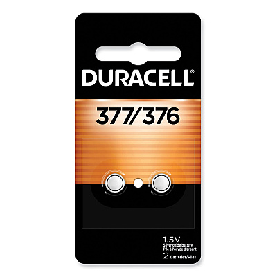 Duracell Button Cell Battery, 376/377, 1.5 V, 2/Pack (DURD377B2PK)