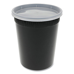 Pactiv Evergreen Newspring DELItainer Microwavable Container, 32 oz, 4.55 x 4.55 x 5.55, Black/Clear, Plastic, 240/Carton (PCTYSD2532B)