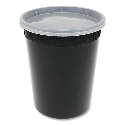 Pactiv Evergreen Newspring DELItainer Microwavable Container, 32 oz, 4.55 x 4.55 x 5.55, Black/Clear, Plastic, 240/Carton (PCTYSD2532B)