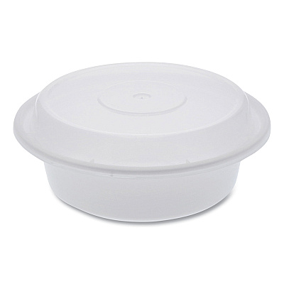 Pactiv Evergreen Newspring VERSAtainer Microwavable Containers, Round, 16 oz, 6 x 6 x 1.5, White/Clear, Plastic, 150/Carton (PCTNC718)