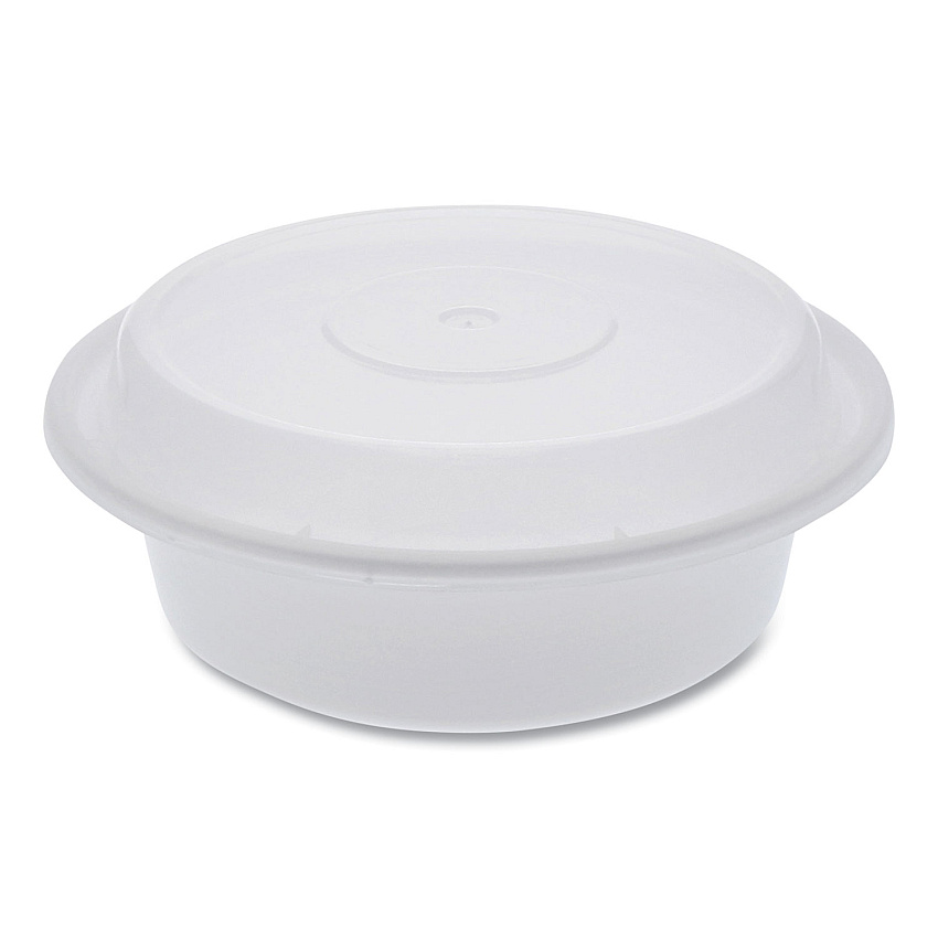 Pactiv Evergreen Newspring VERSAtainer Microwavable Containers, Round, 16 oz, 6 x 6 x 1.5, White/Clear, Plastic, 150/Carton (PCTNC718)