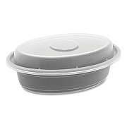 Pactiv Evergreen Newspring VERSAtainer Microwavable Containers, Oval, 8 oz, 5.7 x 4 x 1.45, Black/Clear, Plastic, 150/Carton (PCTOC08B)