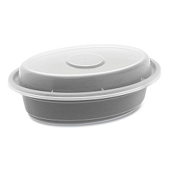 Pactiv Evergreen Newspring VERSAtainer Microwavable Containers, Oval, 8 oz, 5.7 x 4 x 1.45, Black/Clear, Plastic, 150/Carton (PCTOC08B)