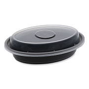 Pactiv Evergreen Newspring VERSAtainer Microwavable Containers, Oval, 6 oz, 5.7 x 4 x 1.1, Black/Clear, Plastic, 150/Carton (PCTOC06B)