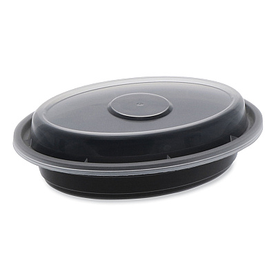 Pactiv Evergreen Newspring VERSAtainer Microwavable Containers, Oval, 6 oz, 5.7 x 4 x 1.1, Black/Clear, Plastic, 150/Carton (PCTOC06B)