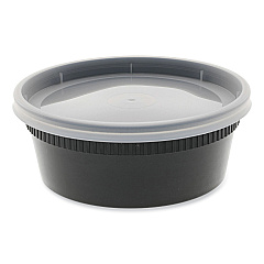 Pactiv Evergreen Newspring DELItainer Microwavable Container, 8 oz, 4.55 x 4.55 x 1.8, Black/Clear, Plastic, 240/Carton (PCTYL2508B)