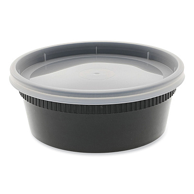 Pactiv Evergreen Newspring DELItainer Microwavable Container, 8 oz, 4.55 x 4.55 x 1.8, Black/Clear, Plastic, 240/Carton (PCTYL2508B)