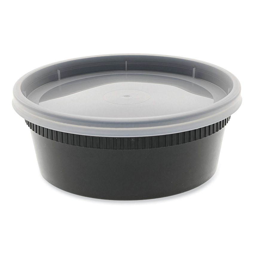 Pactiv Evergreen Newspring DELItainer Microwavable Container, 8 oz, 4.55 x 4.55 x 1.8, Black/Clear, Plastic, 240/Carton (PCTYL2508B)