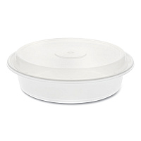 Pactiv Evergreen Newspring VERSAtainer Microwavable Containers, Round, 35 oz, 8 x 8 x 2.5, White/Clear, Plastic, 150/Carton (PCTNC737)