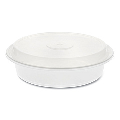 Pactiv Evergreen Newspring VERSAtainer Microwavable Containers, Round, 35 oz, 8 x 8 x 2.5, White/Clear, Plastic, 150/Carton (PCTNC737)