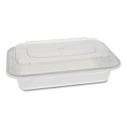 Pactiv Evergreen Newspring VERSAtainer Microwavable Containers, Rectangular, 16 oz, 5 x 7.25 x 2, White/Clear, Plastic, 150/Carton (PCTNC8168)
