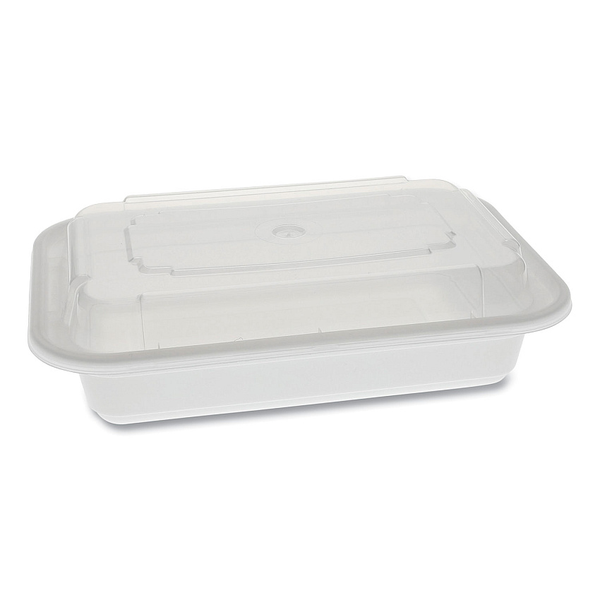 Pactiv Evergreen Newspring VERSAtainer Microwavable Containers, Rectangular, 16 oz, 5 x 7.25 x 2, White/Clear, Plastic, 150/Carton (PCTNC8168)