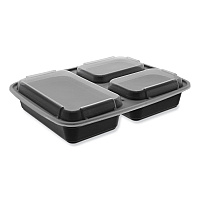 Pactiv Evergreen Newspring DELItainer Microwavable Container, 32 oz, 7.5 x 9.87 x 1.75, Black/Clear, Plastic, 150/Carton (PCTNC333B)