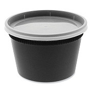 Pactiv Evergreen Newspring DELItainer Microwavable Container, 16 oz, 4.55 x 4.55 x 3.1, Black/Clear, Plastic, 240/Carton (PCTYSD2516B)