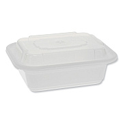 Pactiv Evergreen Newspring VERSAtainer Microwavable Containers, Rectangular, 12 oz, 4.5 x 5.5 x 2.12, White/Clear, Plastic, 150/Carton (PCTNC818)