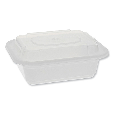 Pactiv Evergreen Newspring VERSAtainer Microwavable Containers, Rectangular, 12 oz, 4.5 x 5.5 x 2.12, White/Clear, Plastic, 150/Carton (PCTNC818)