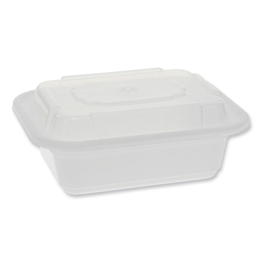 Pactiv Evergreen Newspring VERSAtainer Microwavable Containers, Rectangular, 12 oz, 4.5 x 5.5 x 2.12, White/Clear, Plastic, 150/Carton (PCTNC818)